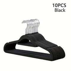 10pcs Flocked Clothes Hanger Non-slip Prevent Shoulder Bulging Traceless