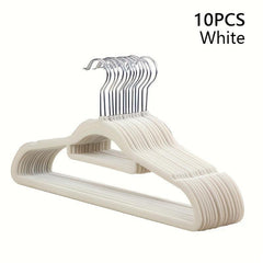 10pcs Flocked Clothes Hanger Non-slip Prevent Shoulder Bulging Traceless