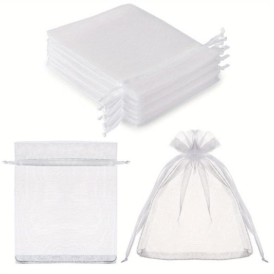 10pcs Sheer Organza Bags 8x11 Mesh Drawstring Small Jewelry Makeup Favor Bags