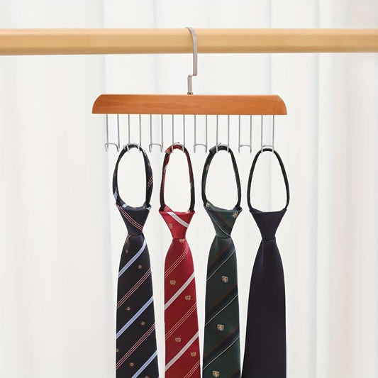 Wooden Hanger with 8 Hooks for Closet Organization