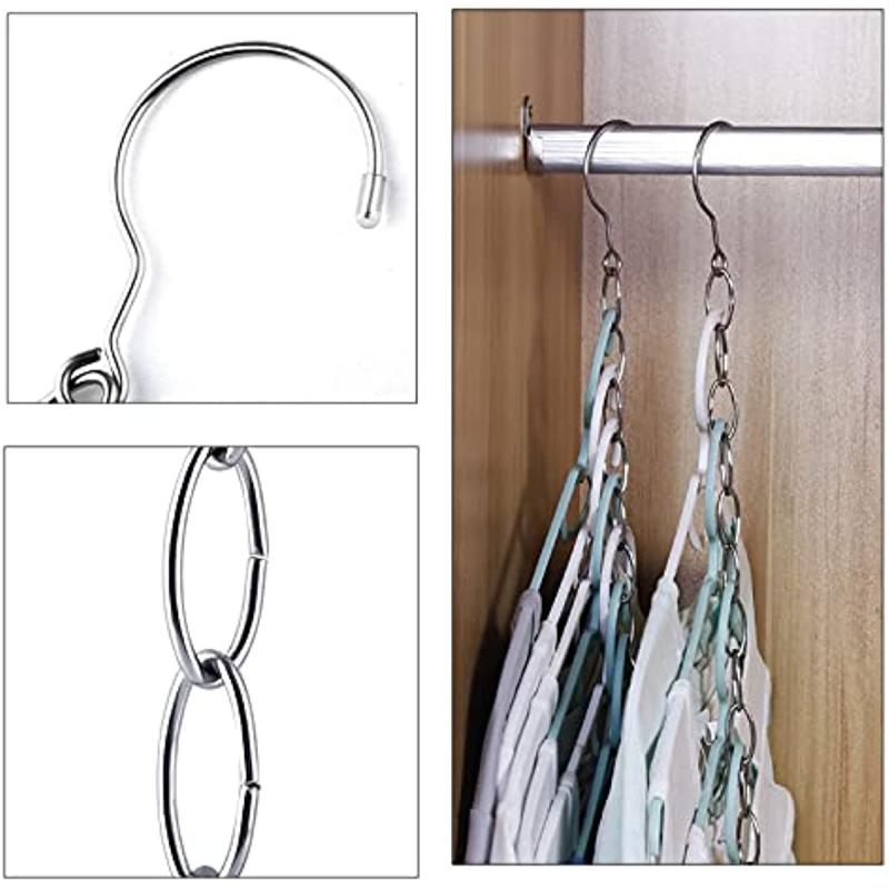 Stainless Steel Chain Clothes Hanger Organizer Space Saving Install