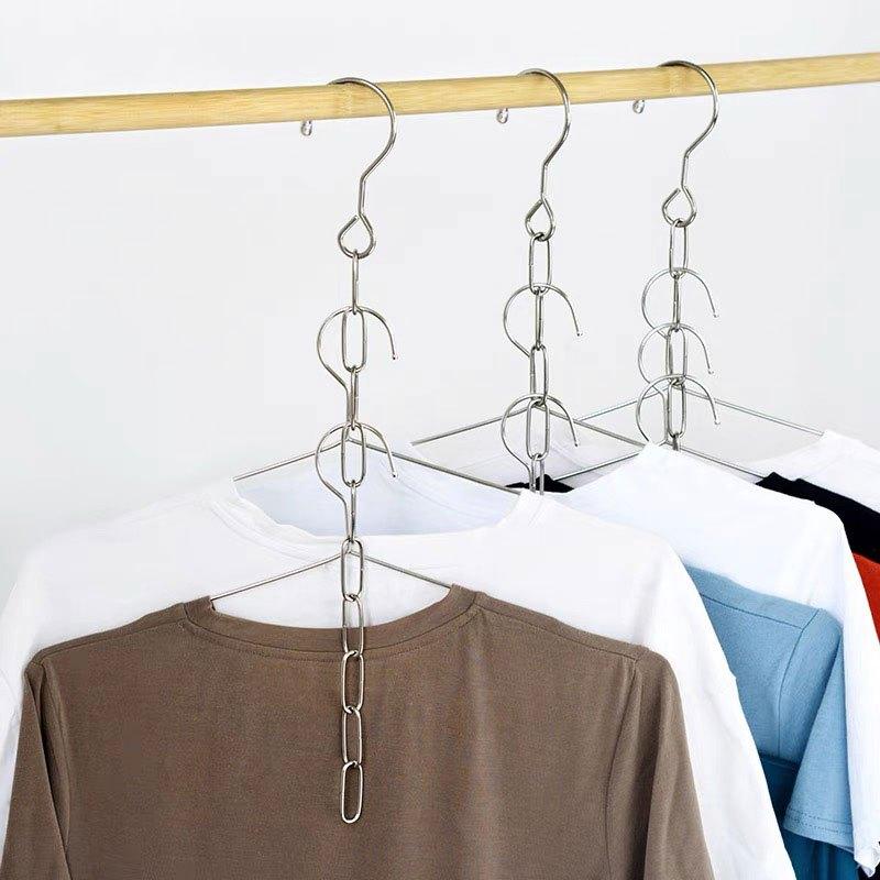 Stainless Steel Chain Clothes Hanger Organizer Space Saving Install