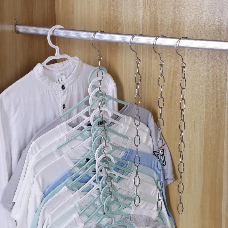 Stainless Steel Chain Clothes Hanger Organizer Space Saving Install