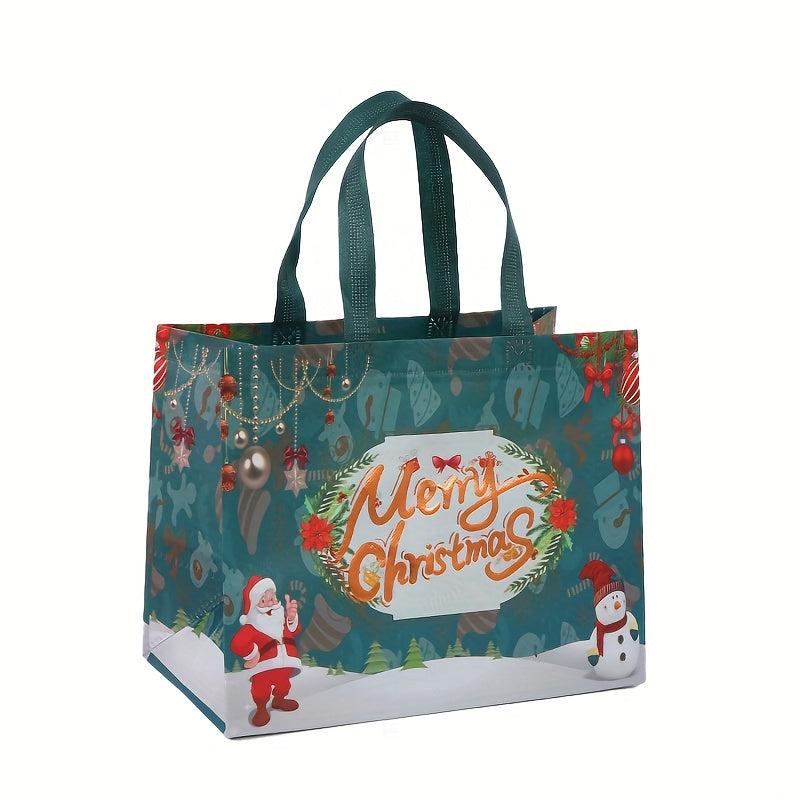 6pcs Christmas Gift Bags Bronzing Christmas Tote Bags With Handles