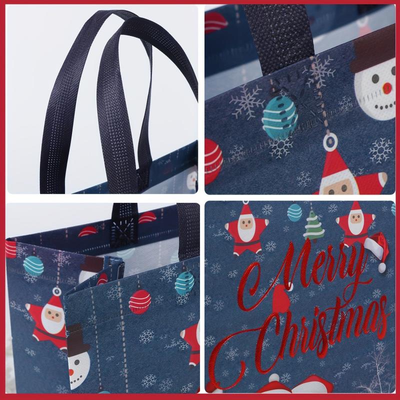 6pcs Christmas Gift Bags Bronzing Christmas Tote Bags With Handles