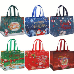 6pcs Christmas Gift Bags Bronzing Christmas Tote Bags With Handles
