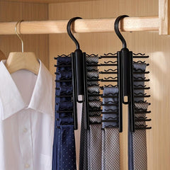 Swivel Tie Rack Holder Non Slip Clips Space Saving Tie Belt Hanger Closet