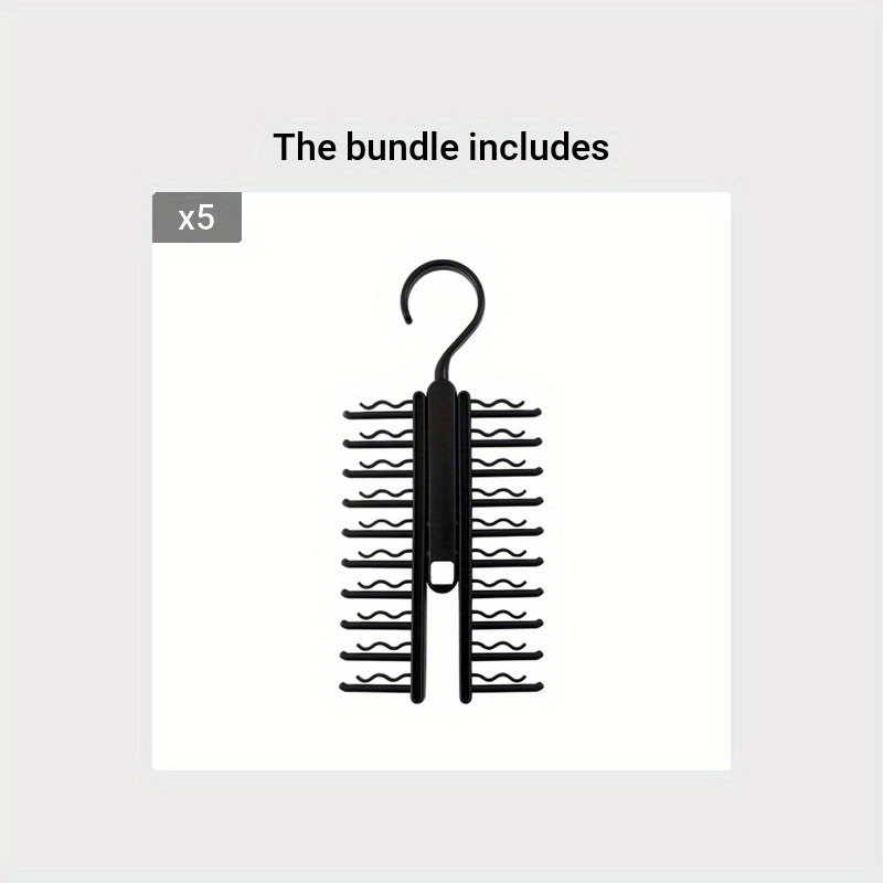 Swivel Tie Rack Holder Non Slip Clips Space Saving Tie Belt Hanger Closet