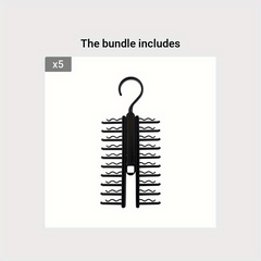 Swivel Tie Rack Holder Non Slip Clips Space Saving Tie Belt Hanger Closet