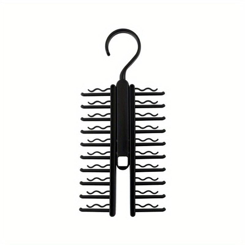 Swivel Tie Rack Holder Non Slip Clips Space Saving Tie Belt Hanger Closet