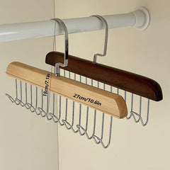 Wooden Tie Rack Belt Hanger 8 Hooks Wardrobe Organizer