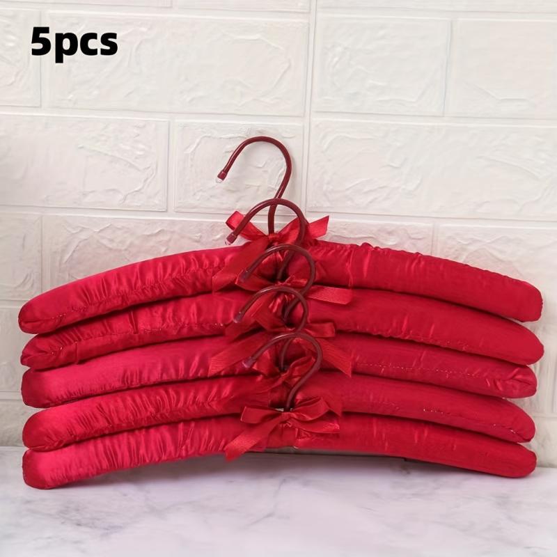 5pcs Silk Packaging Hangers Non Slip Durable Satin Covered Hangers