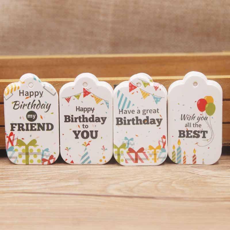 100pcs Cardboard Birthday Gift Small Tag Card Happy Birthday Label