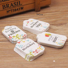 100pcs Cardboard Birthday Gift Small Tag Card Happy Birthday Label