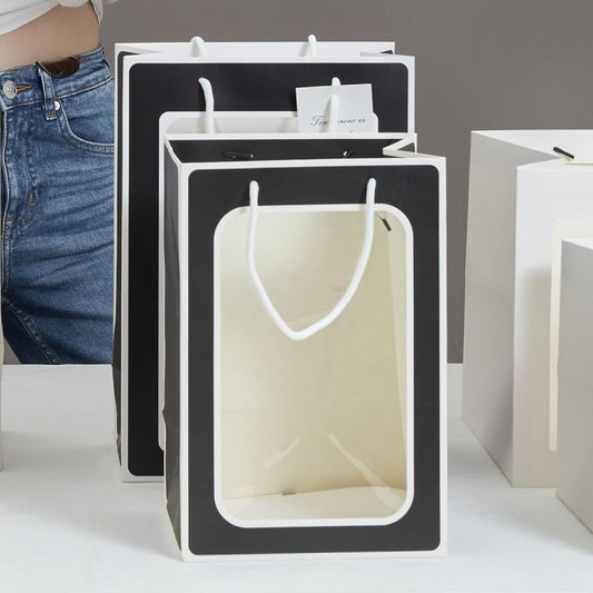 Flower Gift Paper Bag Packaging Bag Spot Gift Bag Transparent for Retail Stores