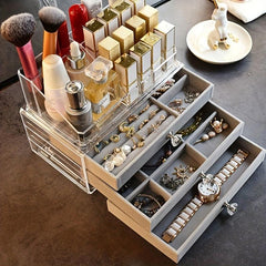 3-Layer Jewelry Box with Glass Lid, Modern Style
