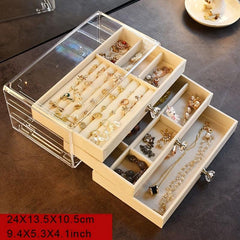 3-Layer Jewelry Box with Glass Lid, Modern Style