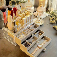 3-Layer Jewelry Box with Glass Lid, Modern Style
