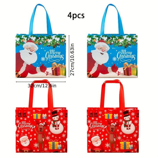 4pcs Large Christmas Gift Bags Non Woven Portable for Holidays