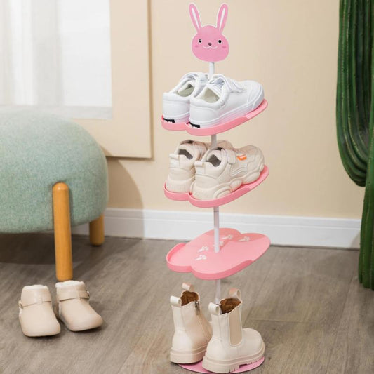 Four Layer Corner Shoe Rack Organizer Storage Space Saving Lovely Cartoon