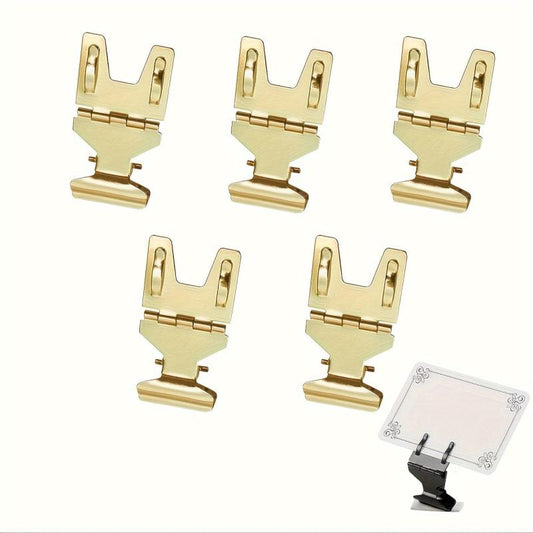 Metal POP Clip Sign Stand Holder Advertising Display Clip Holder Golden 5Pack
