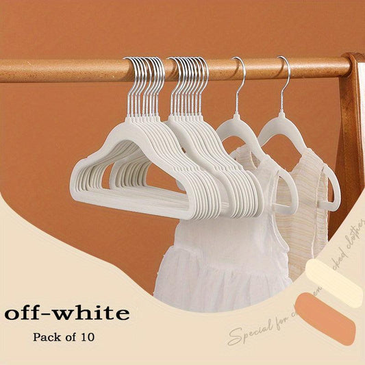 10pcs Children's Coat Hanger Non slip Baby Flocking Plastic Traceless Hanger