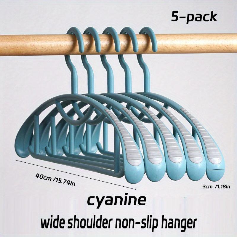 5pcs Plastic Non-marking Clothes Hanger Anti-Shoulder Angle Non-slip Dorm Hanger