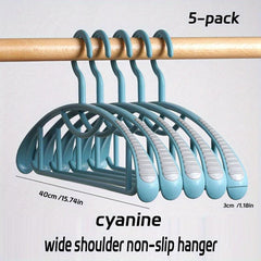 5pcs Plastic Non-marking Clothes Hanger Anti-Shoulder Angle Non-slip Dorm Hanger