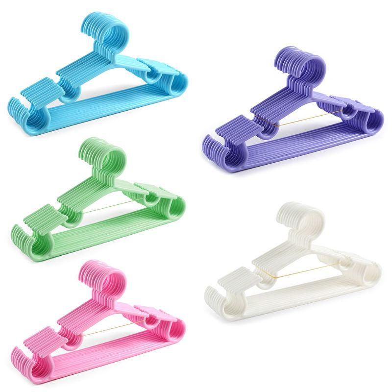 10pcs Portable Small Clothes Hanger Plastic Hook Clothing Organizer