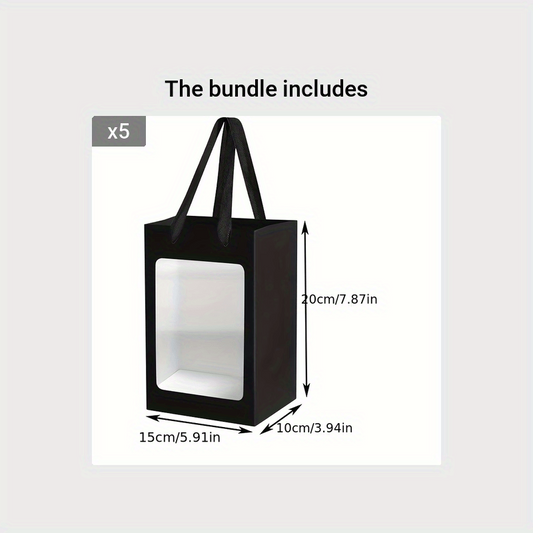 Hand-held Gift Bag with Window for Flowers Bouquet Packaging