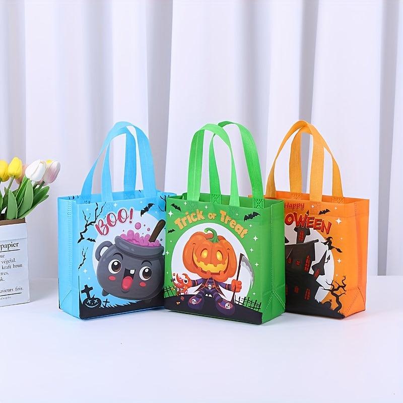 6pcs Halloween Trick Or Treat Bags Small Non Woven Tote Bags With Handles