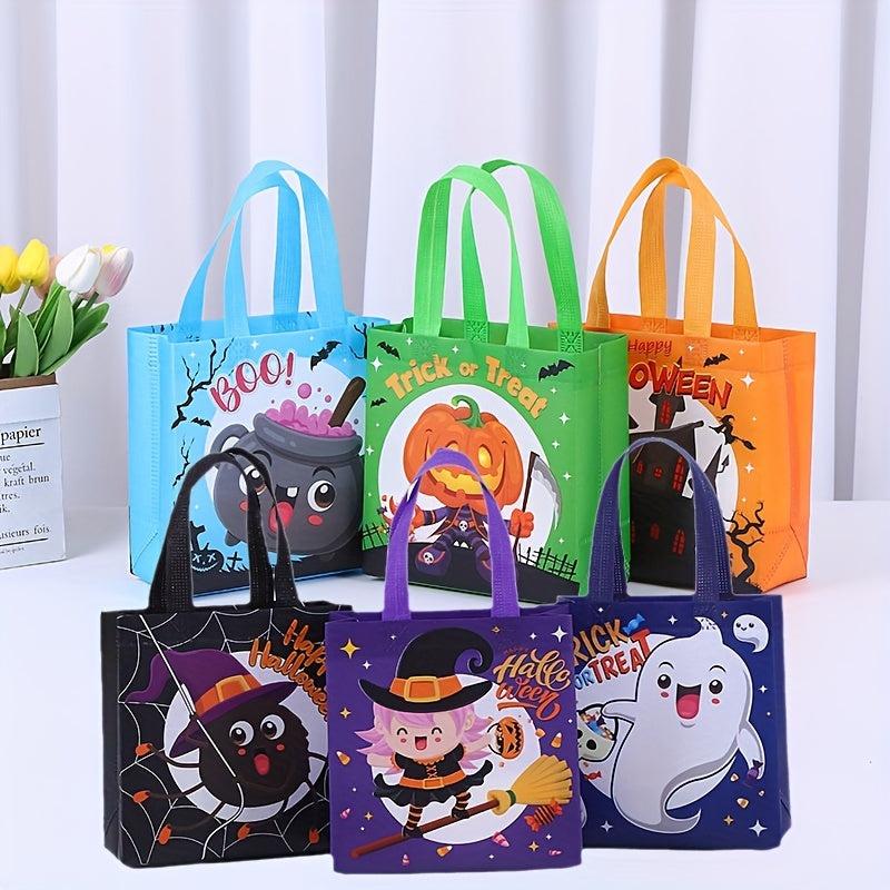 6pcs Halloween Trick Or Treat Bags Small Non Woven Tote Bags With Handles
