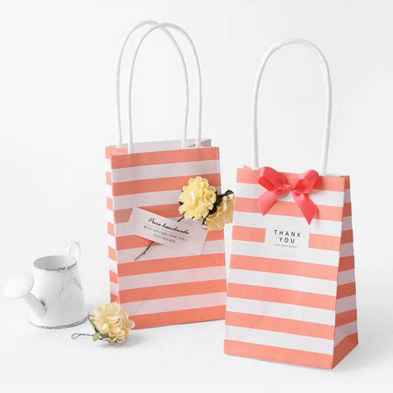 10pcs Mini Gift Portable Packaging Bag for Retail Stores - Striped Pattern