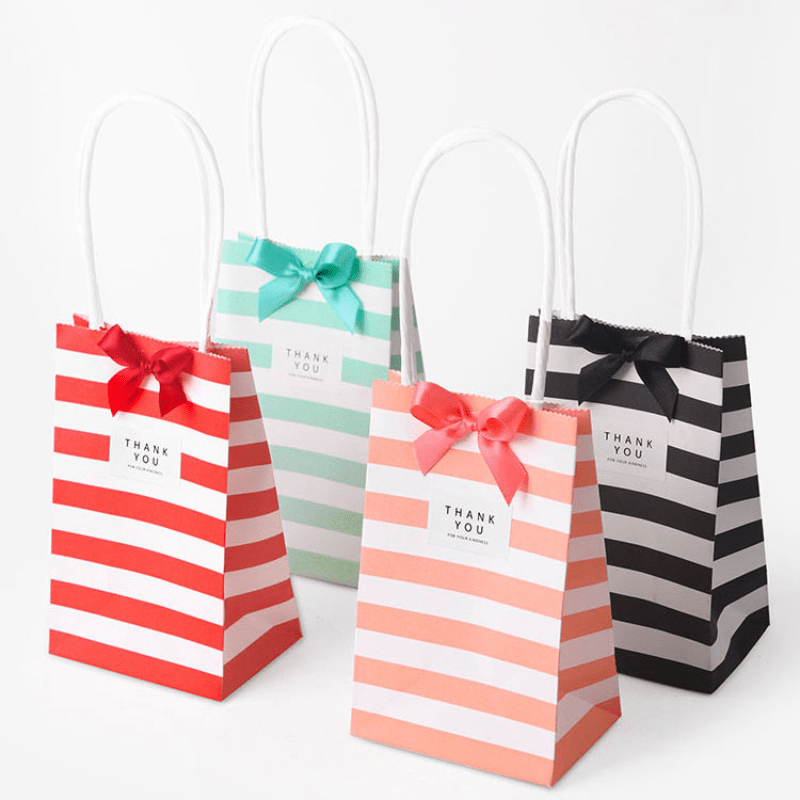 10pcs Mini Gift Portable Packaging Bag for Retail Stores - Striped Pattern