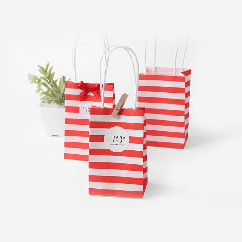 10pcs Mini Gift Portable Packaging Bag for Retail Stores - Striped Pattern