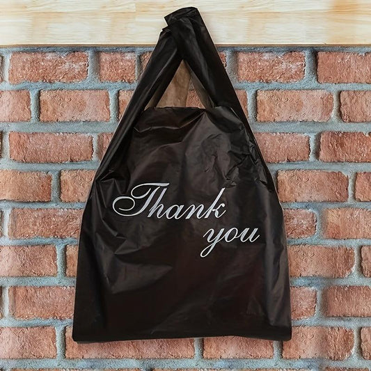 50 Thank You T-Shirt Bags Reusable Disposable for Grocery Shopping