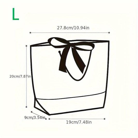 10pcs Bowknot Decor Tote Bag Large Capacity Paper Handbag B