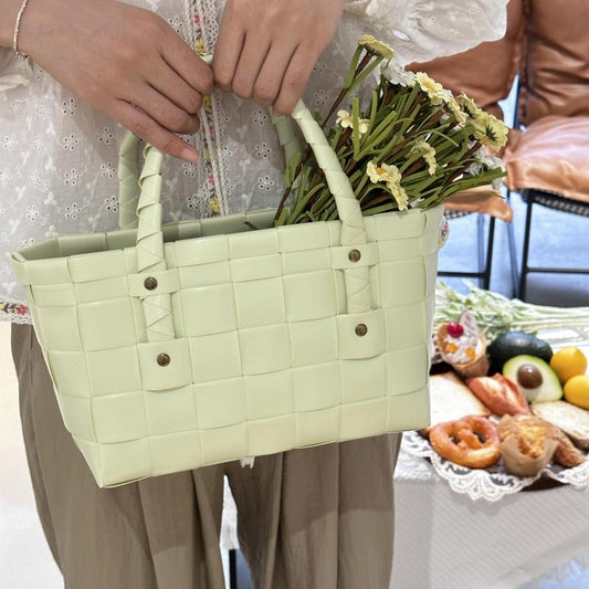 Hand Woven Waterproof Portable Vegetable Basket Picnic Handbag