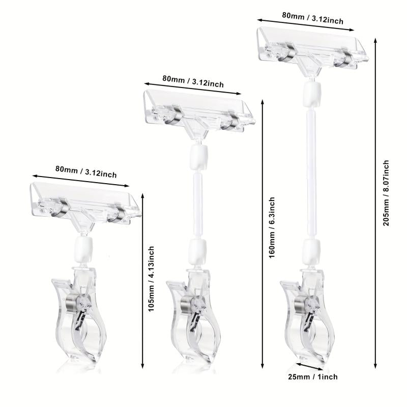 Clear Plastic Rotatable Pop Clip Holder for Retail Rack Baskets Cards