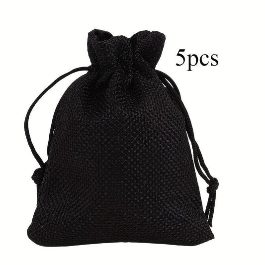 5pcs Nylon Drawstring Burlap Bags Dustproof And Reusable