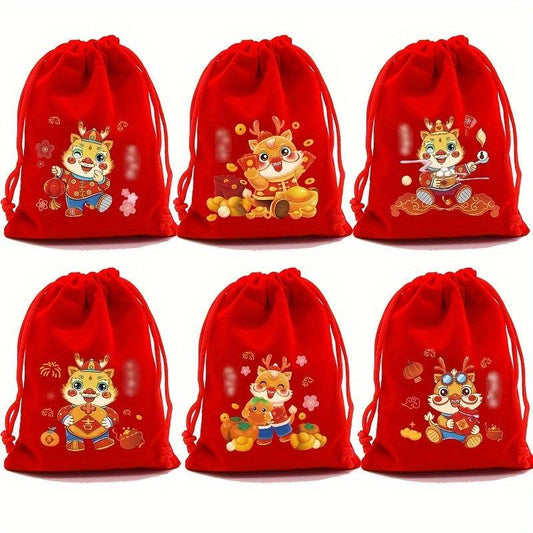 5pcs Burlap Bag & Cartoon Spring Set Candy Gift Packaging Bags