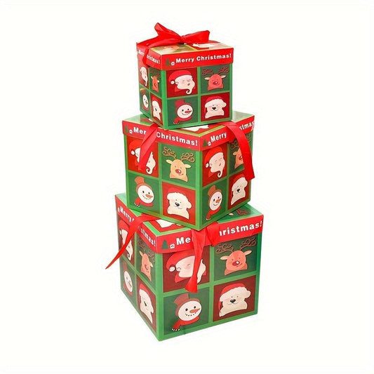 3pcs Set Checkered Red Green Christmas Paper Decor