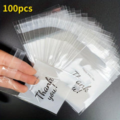 100pcs Thank You Printed Gift Bags Self-sealing Opp Bags