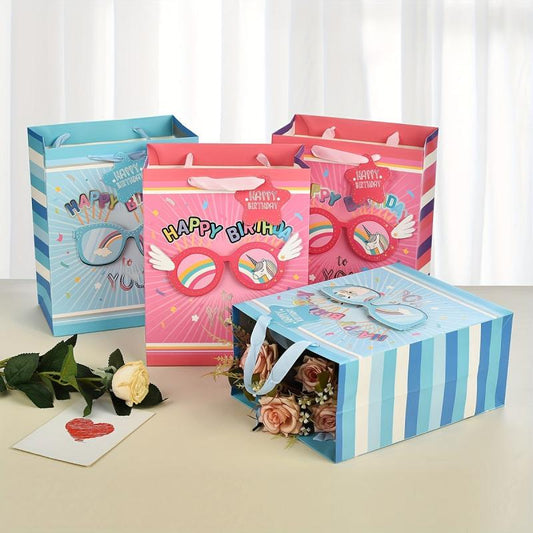 4pcs Happy Birthday Gift Bags with Tissue Papers and Tag - Medium