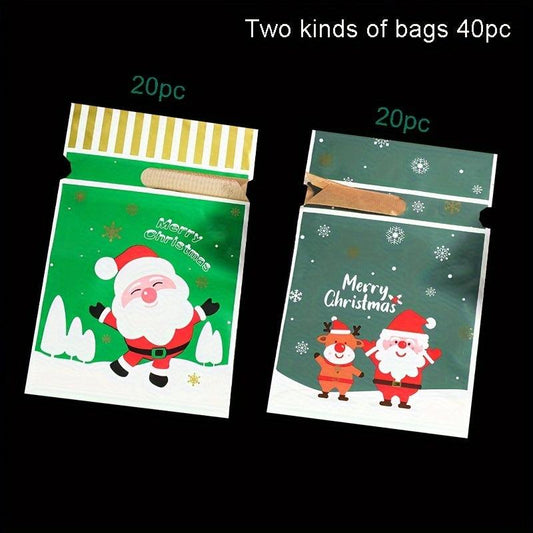 40pcs Mixed Christmas Gift Bags Drawstring Safe Fruit Packaging Party Candy Bags