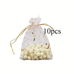 10pcs Star Moon Hot Stamping Mesh Bag for Gift Packaging