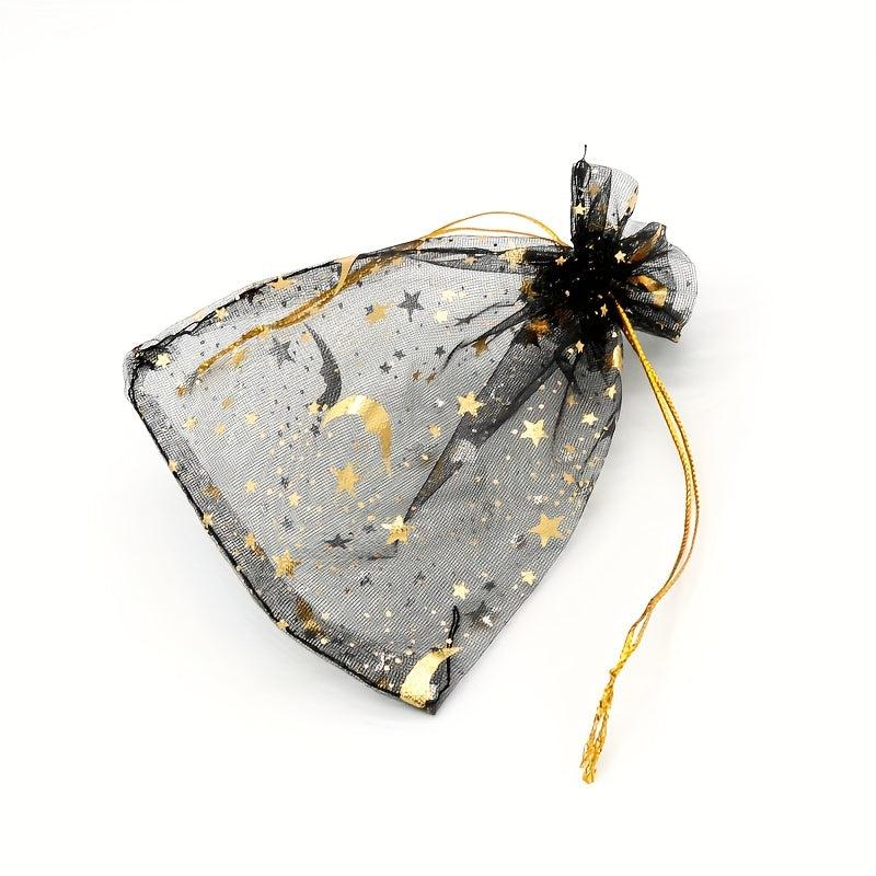 10pcs Star Moon Hot Stamping Mesh Bag for Gift Packaging