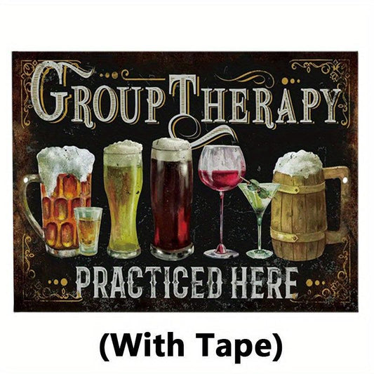 Funny Group Therapy Sign Vintage Man Cave Bar Decor