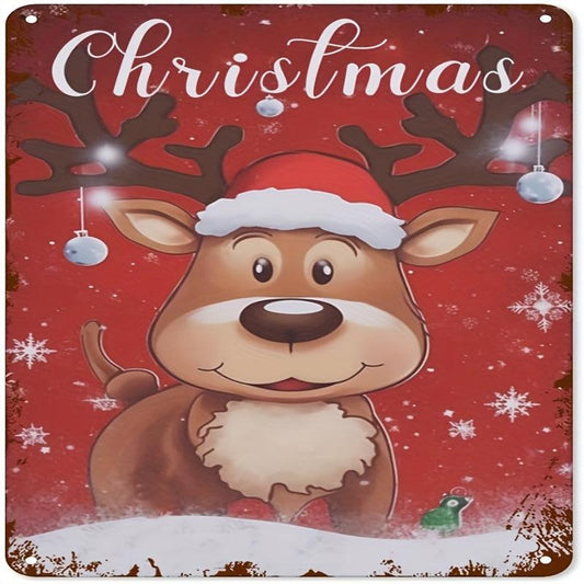 Christmas Metal Tin Sign Vintage Rustic Wall Decor Festive Gatherings