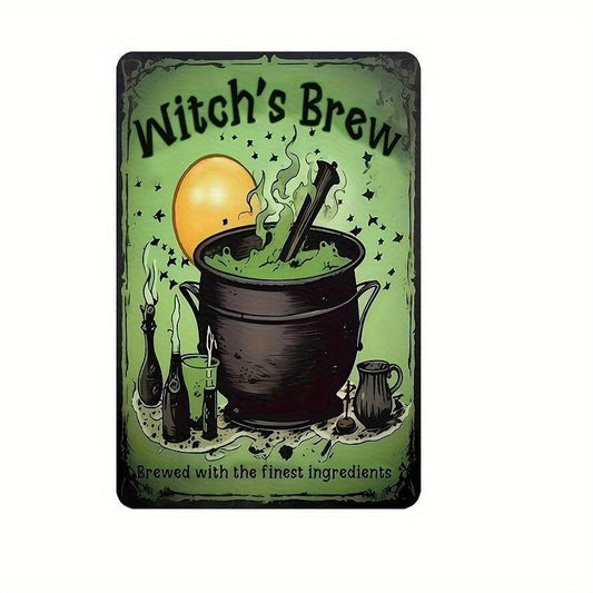Halloween Metal Tin Sign Witch's Brew Night Vintage Wall Decoration